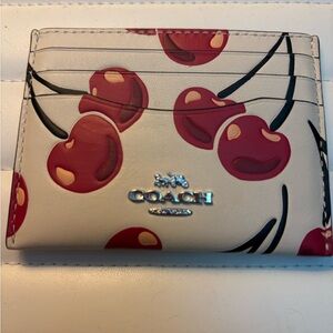 Coach Cream and Red Cherry Card Holder